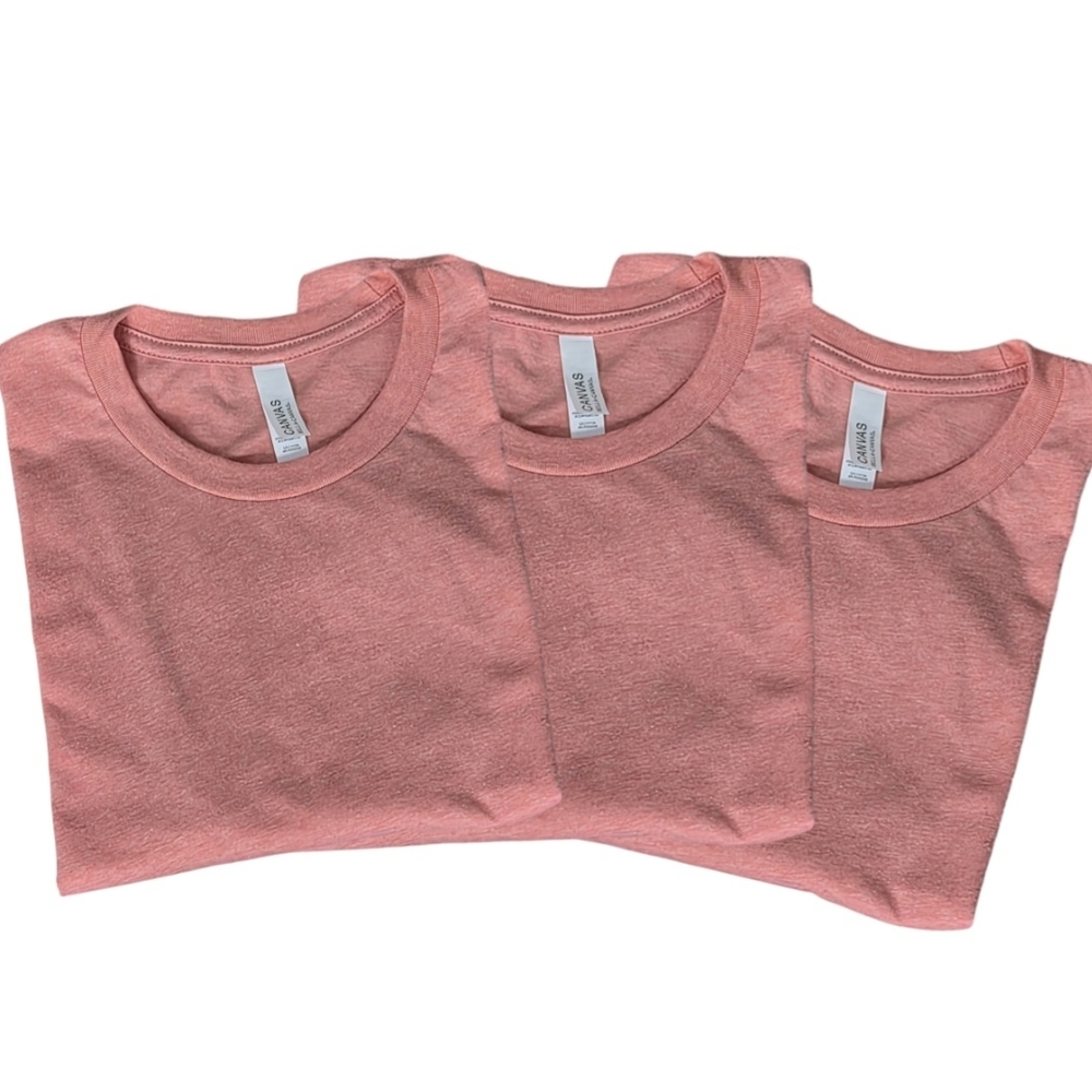 3 Pack Bella Canvas Coral Short Sleeve Tees